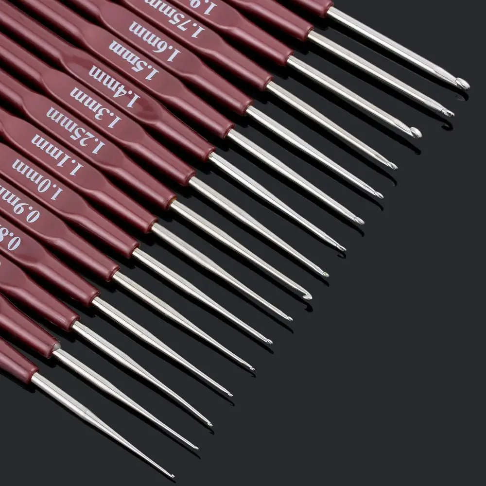 1 Piece Crochet Hook Mix 0.5mm-2.7mm Small Size Yarn Weave Knitting Needles For Lace Dolls DIY Tools 16 Sizes Hooks
