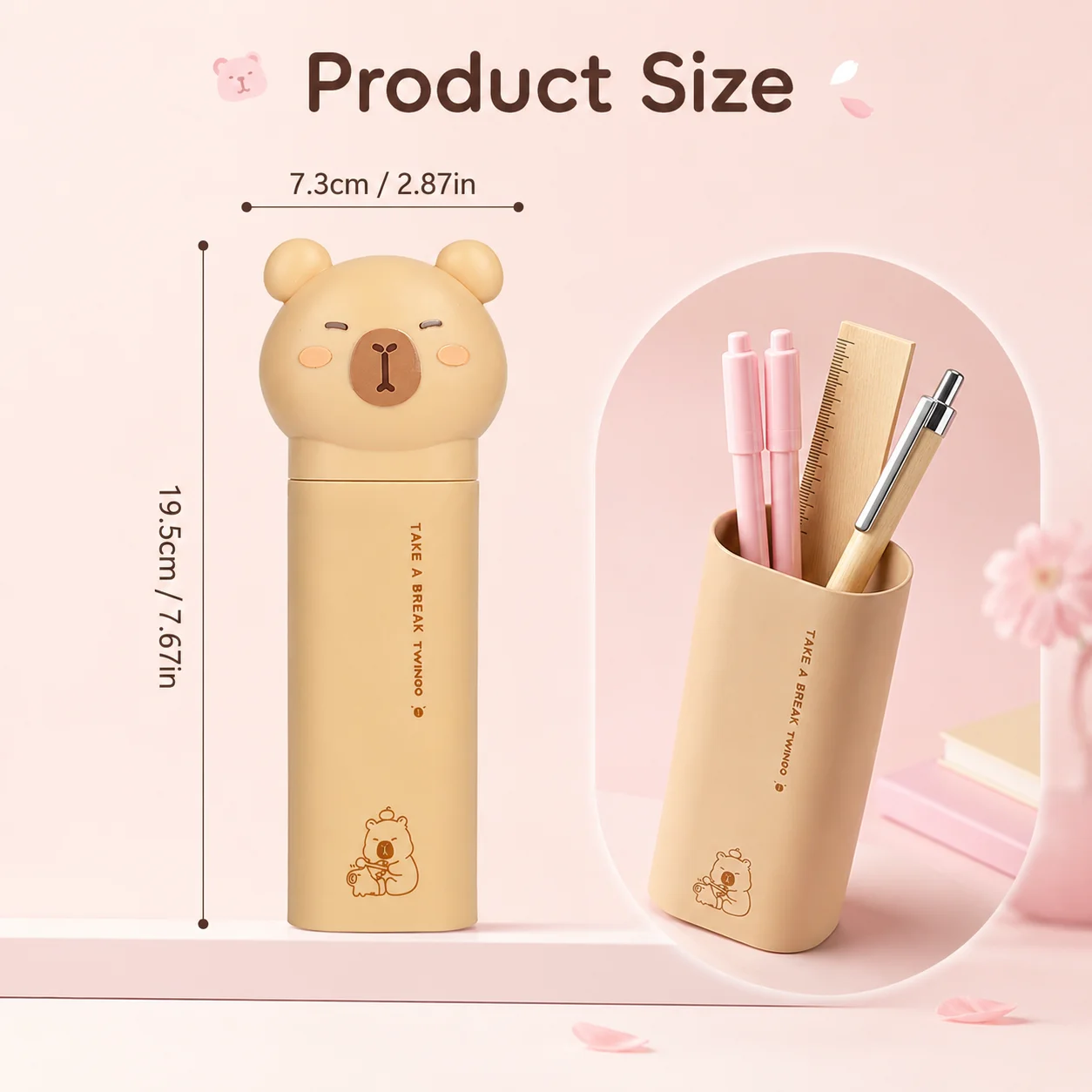Charming Bear Pencil Case - Portable Standing Pen Holder & Spacious Stationery Organizer