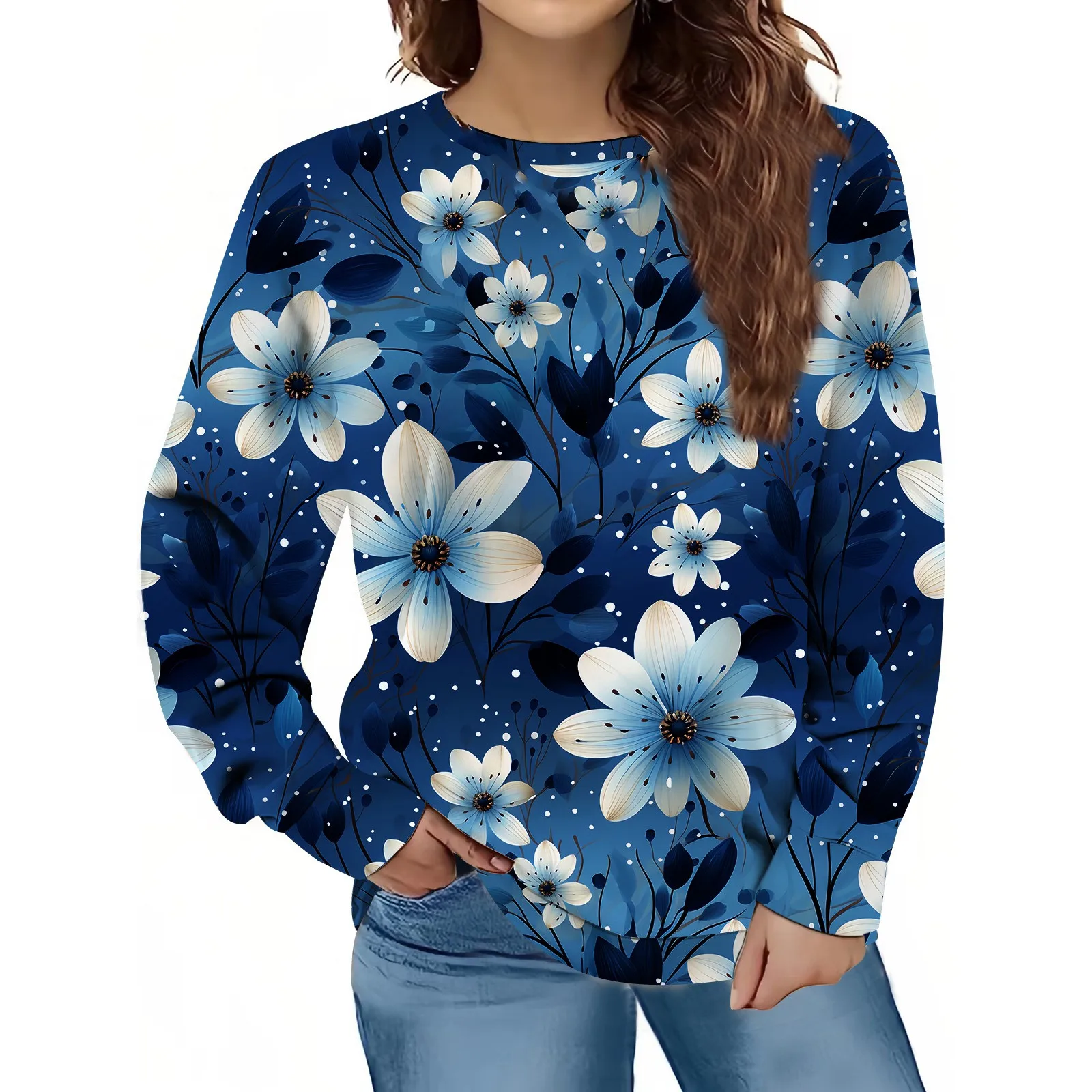 

Women's Loose Long Sleeved Pullover Hoodie Casual Top patchwork Fairycore Cropped Tops