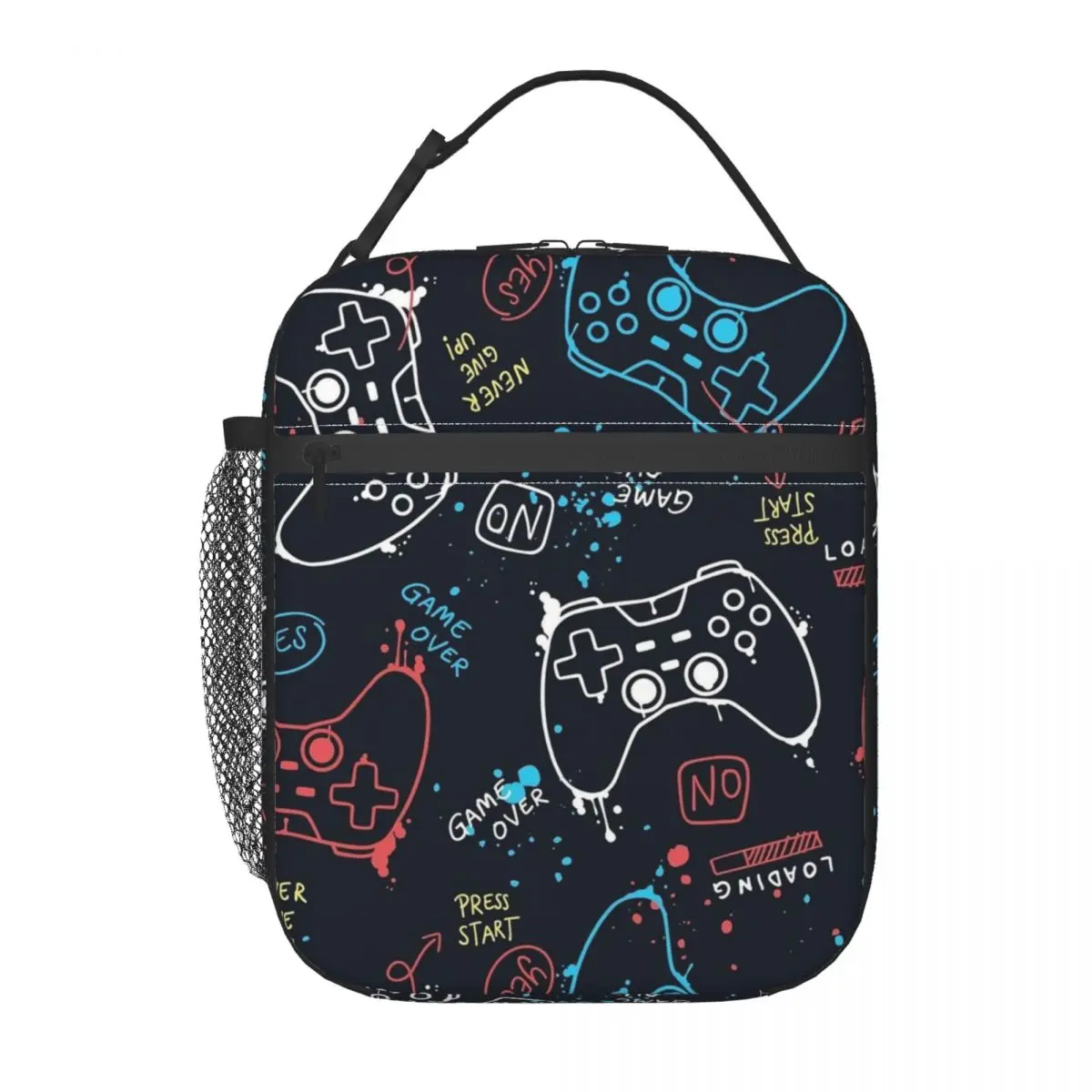 Video Game Controller Pattern Merch Insulated Lunch Bag For Outdoor Food Storage Bag Portable Cooler Thermal Lunch Boxes
