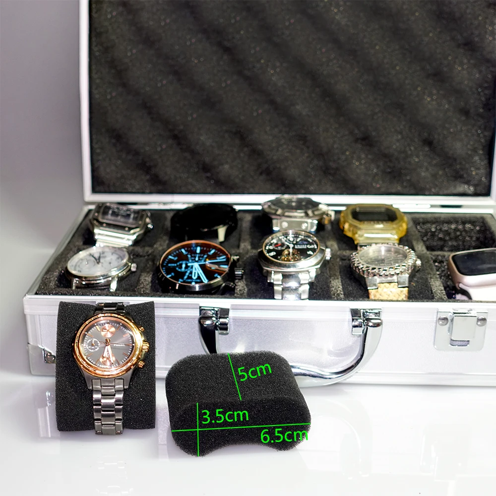 Watch Storage Box Watch Storage Bag 10 Girds Aluminum Alloy Watch Box Pattern Storage Clock Box Collection Display Gift Boxes