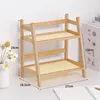 Wooden Storage Shelf for Kitchen Rattan Desktop Organizer Display Rack Spice Rack for Countertop Makeup Organizer for vanity 5