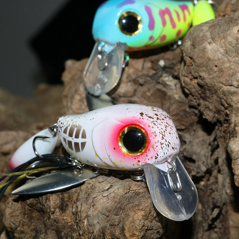 1Pcs Floating Crank Bait 8g Two-Section Design Fishing Lure Pesca Wobbler Artificial Hard Bait With Treble Hook Rotating Sequins