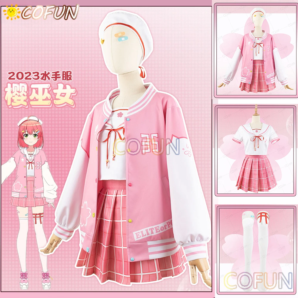 

COFUN Vtuber Hololive Sakura Miko косплей костюм горничной платье YouTuber сексуальная розовая форма JK одежда для вечеринки Лолита платье
