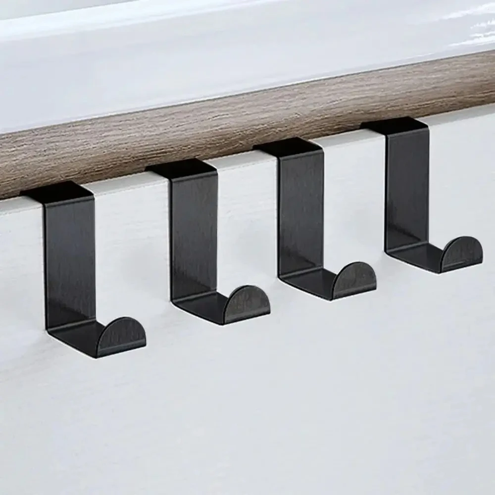 S-shaped Cabinet Door Hook Stainless Steel Clothes Hanger Key Storage Hook Punch Free 2pcs/Set
