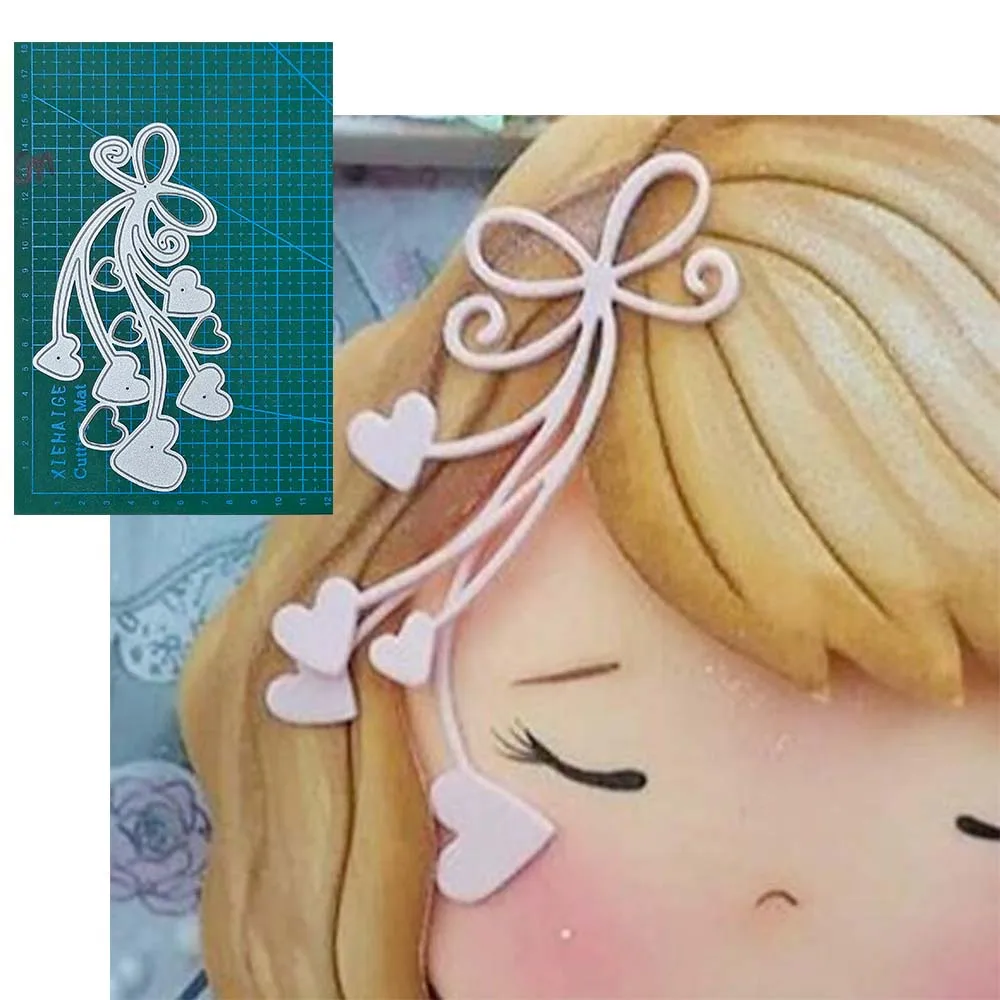 

New Design process Metal cutting Die Heart Headdress Bobby Pin Bow Decoration scrapbook Paper Card embossing Stencils