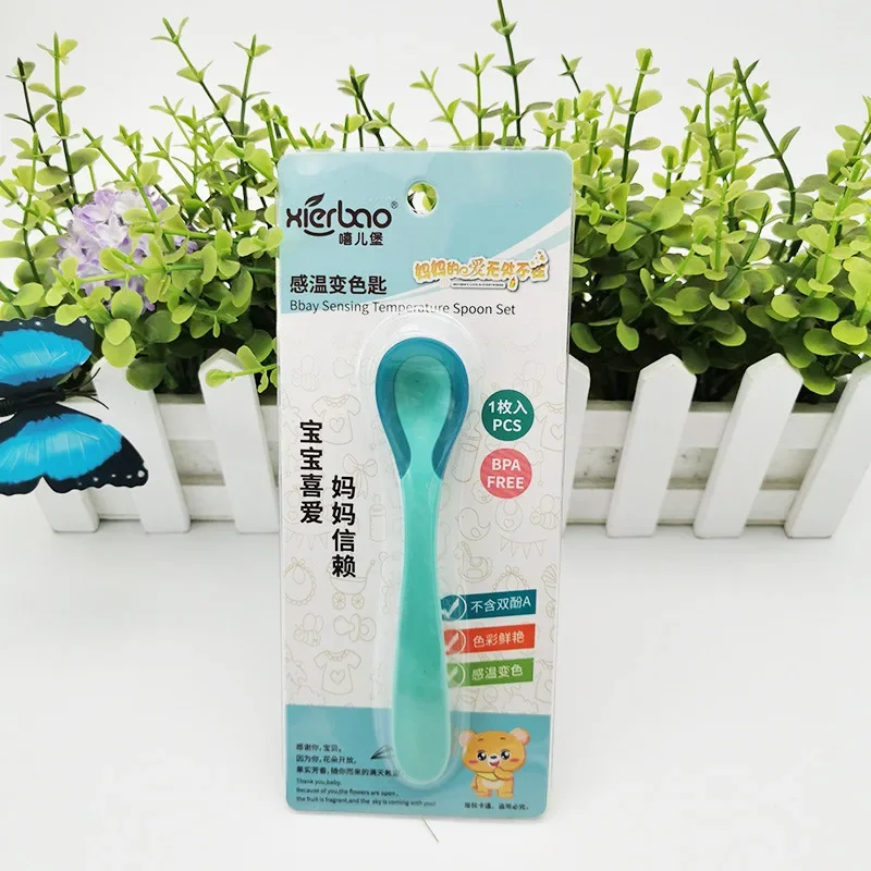 Silicone Feeding Spoon Silicone Cutlery Set Learning Spoons Fork Spoon Set Baby Cutlery Silicone Change Color Temperature Sensing Baby Soft Feeding Spoon Toddler Tableware BPA Free Babies Accessories Feeding Tools