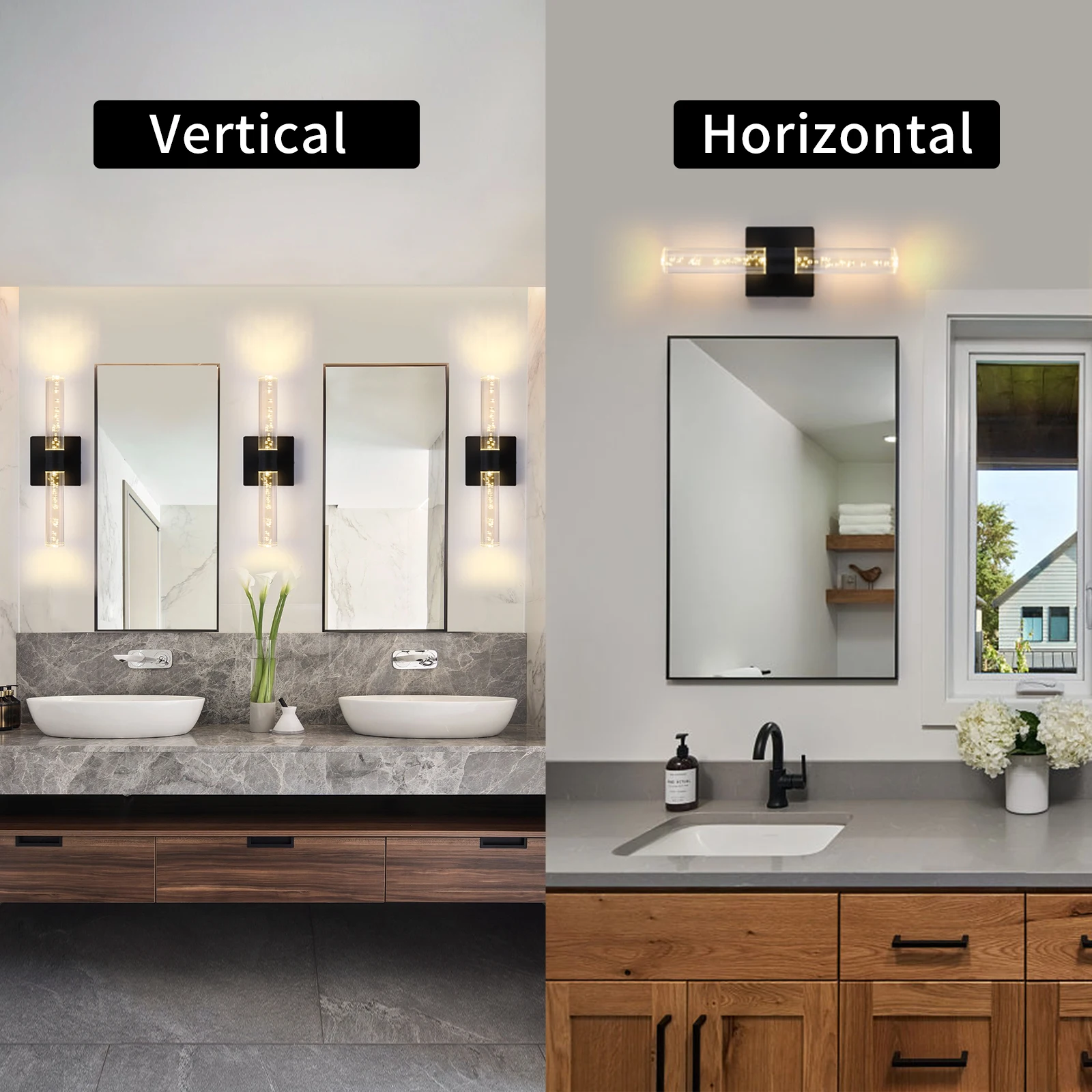 LED Wall Sconce Lighting, Modern LED Vanity Lights in Bubble Acrylic, 10W Warm White 3000K Bathroom Vanity Light Fixtures for Be 5