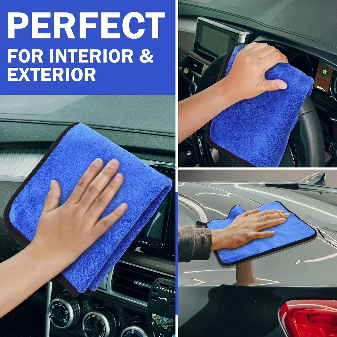 1-10pcs Microfiber Car Washing Towel Soft Quick Drying Windows Mirrors Wiping Rags Home Double Layer Cleaning Cloths