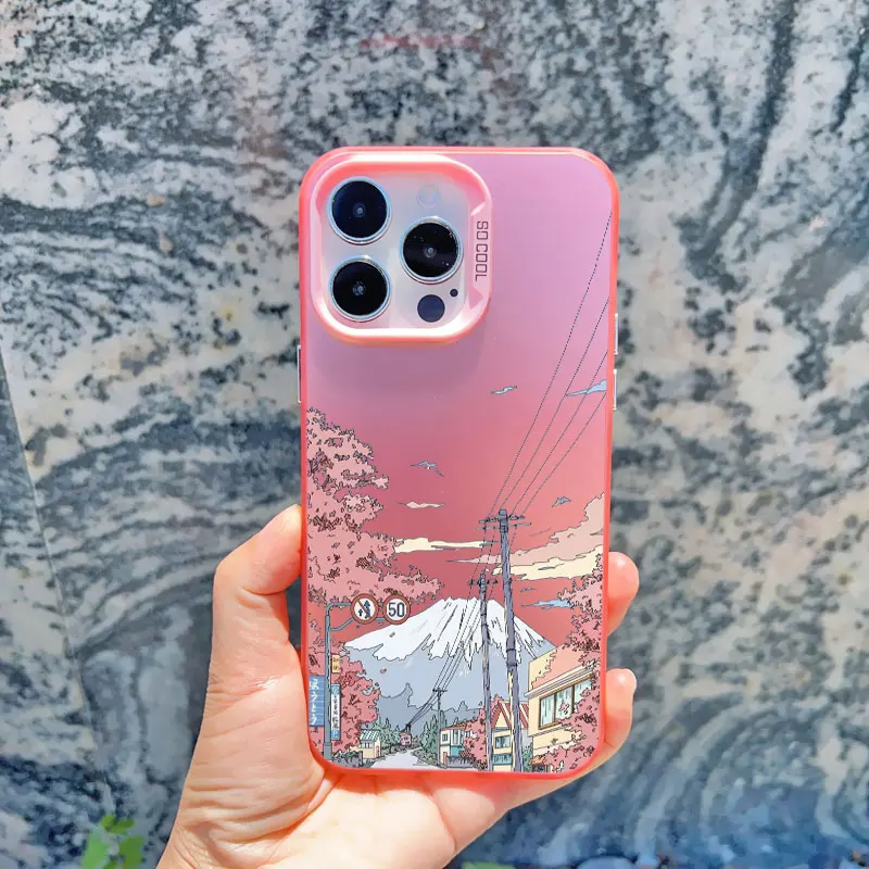 Japan Series Aesthetic Landscape Phone Case - Scenery Back Cover with Laser Design