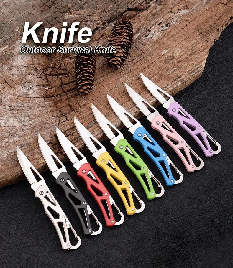 Stainless steel blade shaped knife outdoor camping self defense emergency survival knife tool folding portable key knife - top knives