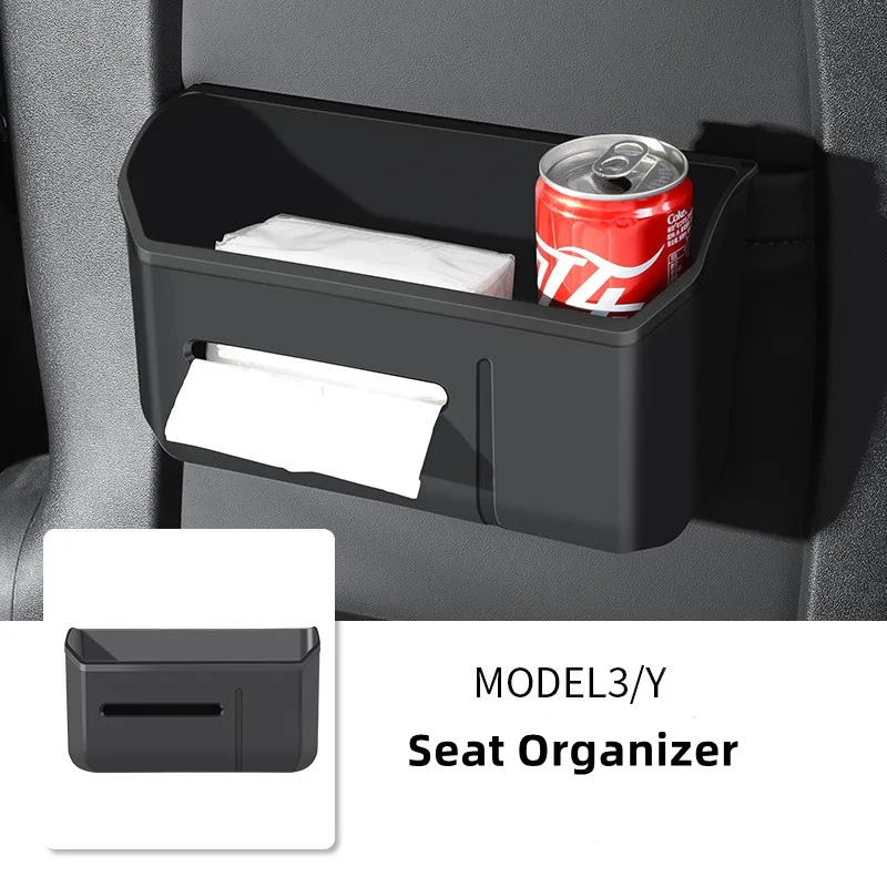 

For Tesla Model 3 Model Y Car Seat Back Storage Box TPE Material Drink Tissue Storage Box Trash Can Car Interior Storage Box