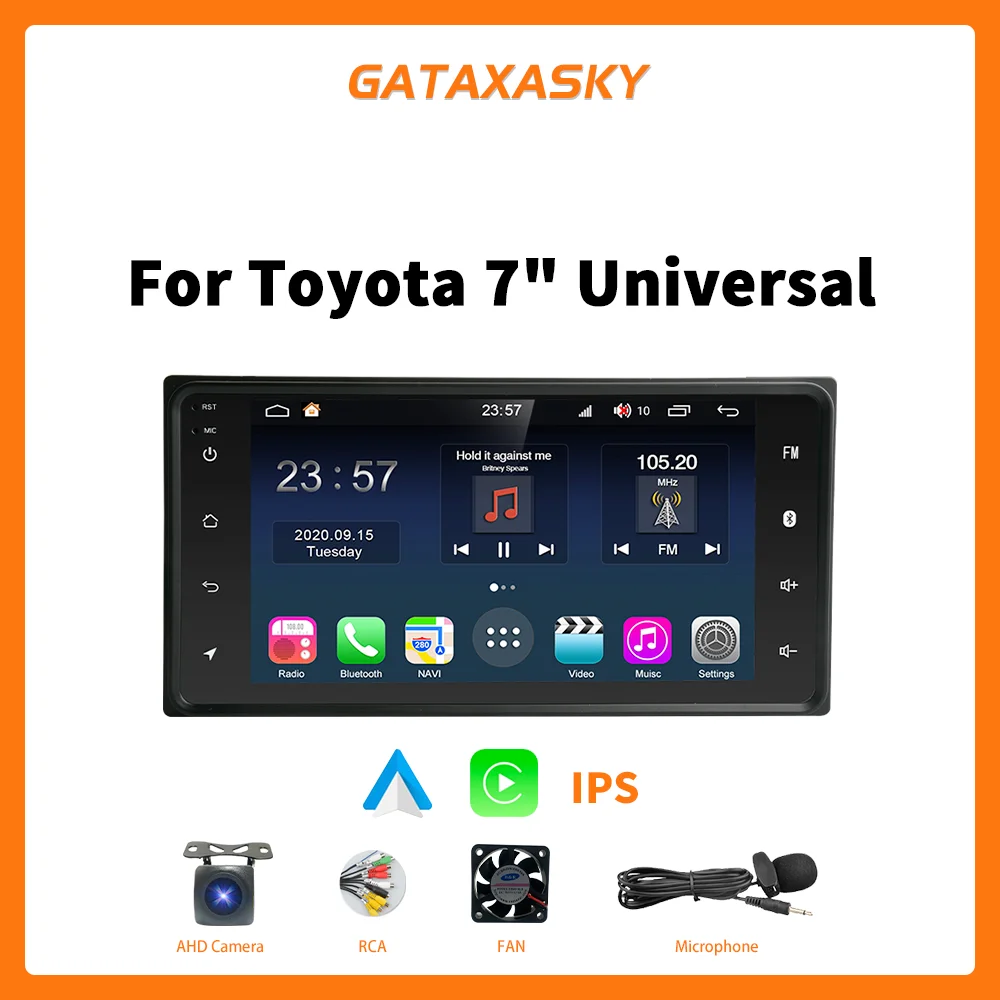 

Автомагнитола GATAXASKY Raido, мультимедийный плеер на android 10 для toyota vios crown camry hiace corolla rav4 autoraido carplay gps DVD