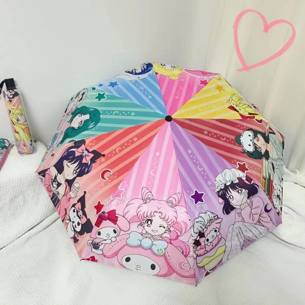 Anime Sailor Moon Automatic Sun Umbrella Women's Sun Protection UV Protection Rain and Sunshine Dual Use Umbrella Gift