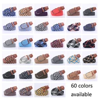 Blue Black Female Casual Knitted Pin Buckle Men Belt Woven Canvas Elastic Expandable Braided Stretch Belts Women Jeans 60colors