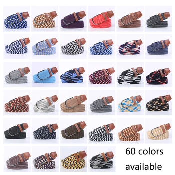 Blu Nero Donna Casual Lavorato a maglia Fibbia ad ardiglione Cintura da uomo Tela intrecciata Elastico Espandibile Intrecciato Cinture elastiche Jeans da donna 60 colori 1