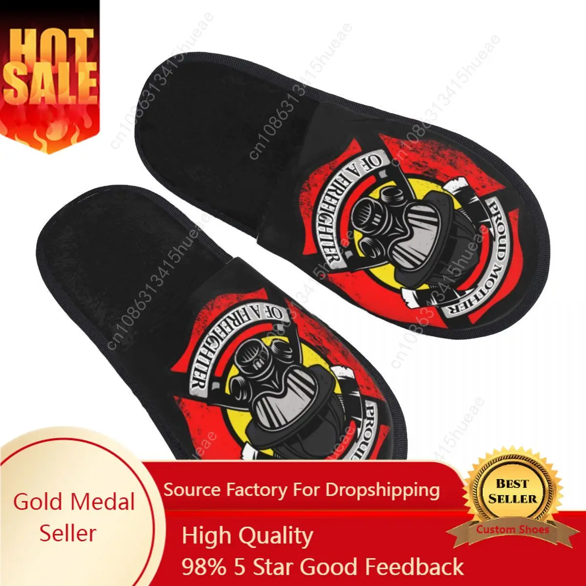 Firefighter House Slippers Women Comfy Memory Foam Fireman Fire Rescue Slip On Hotel Slipper Shoes