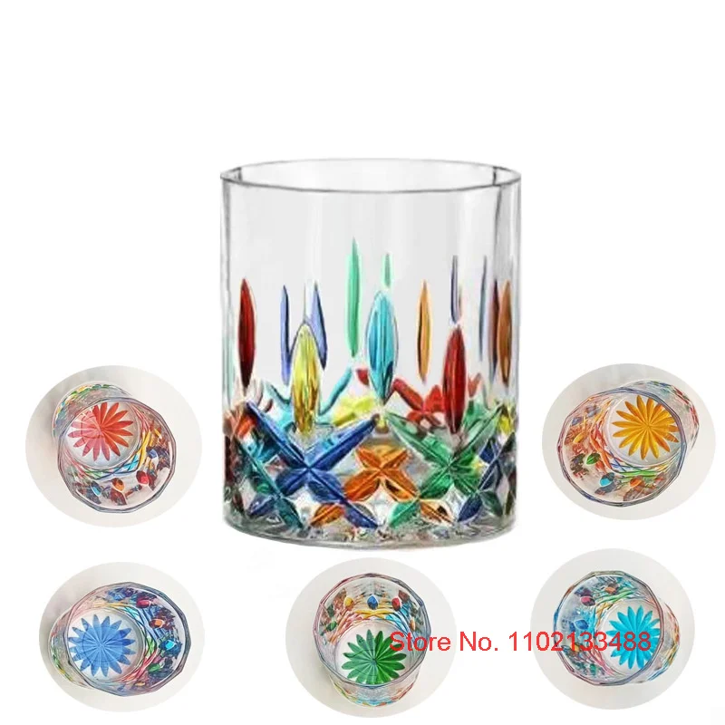 Designer Cup Colorful Jewelry Whiskey Glass Vintage Italian Collection Art Wineglass Venice Enamel Whisky Tumbler Brandy Snifter
