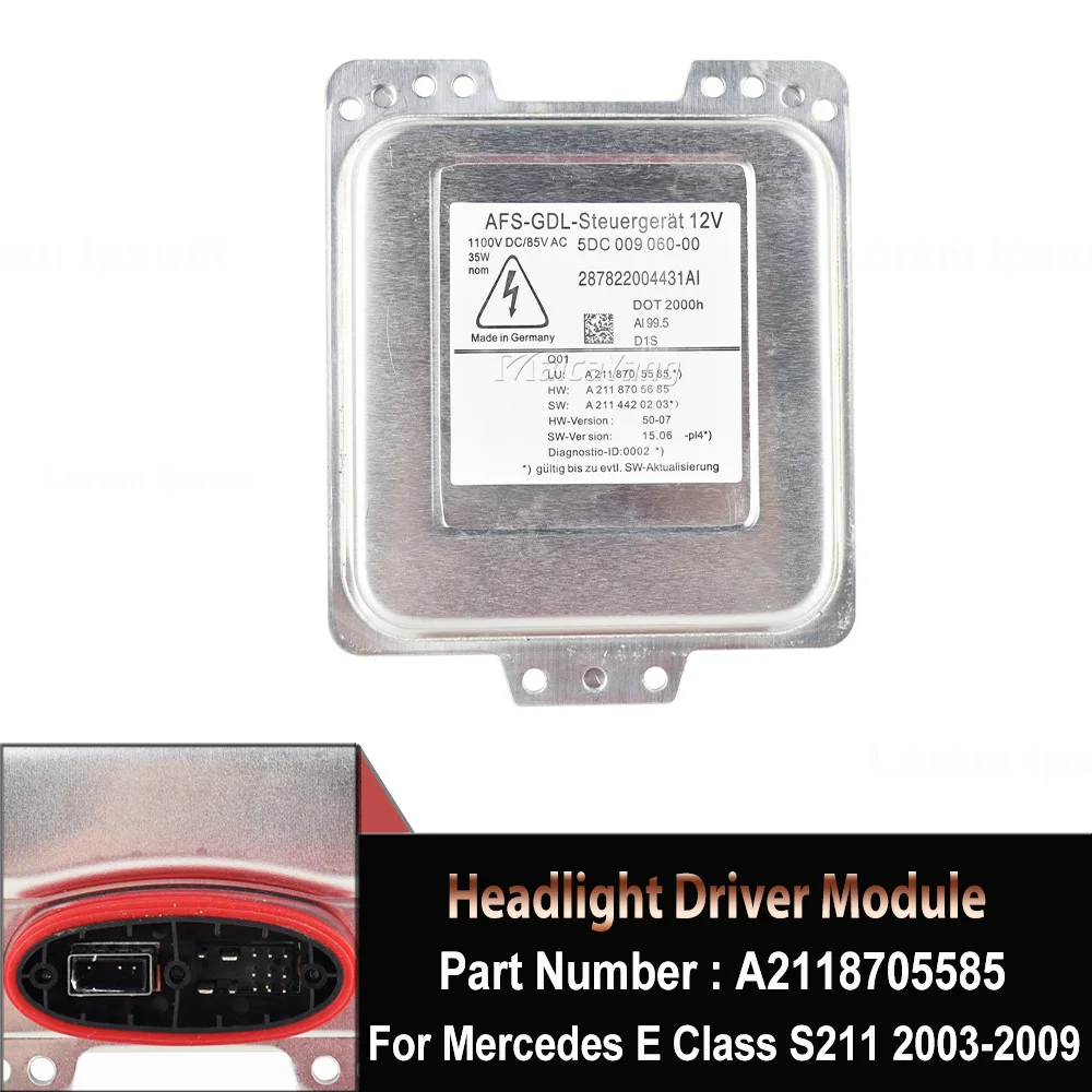 

For Mercedes-Benz E-Class W211 S211 2003-2009 D1S Ballast Front Headlight Drive Module 5DC009060-00 A2118705585