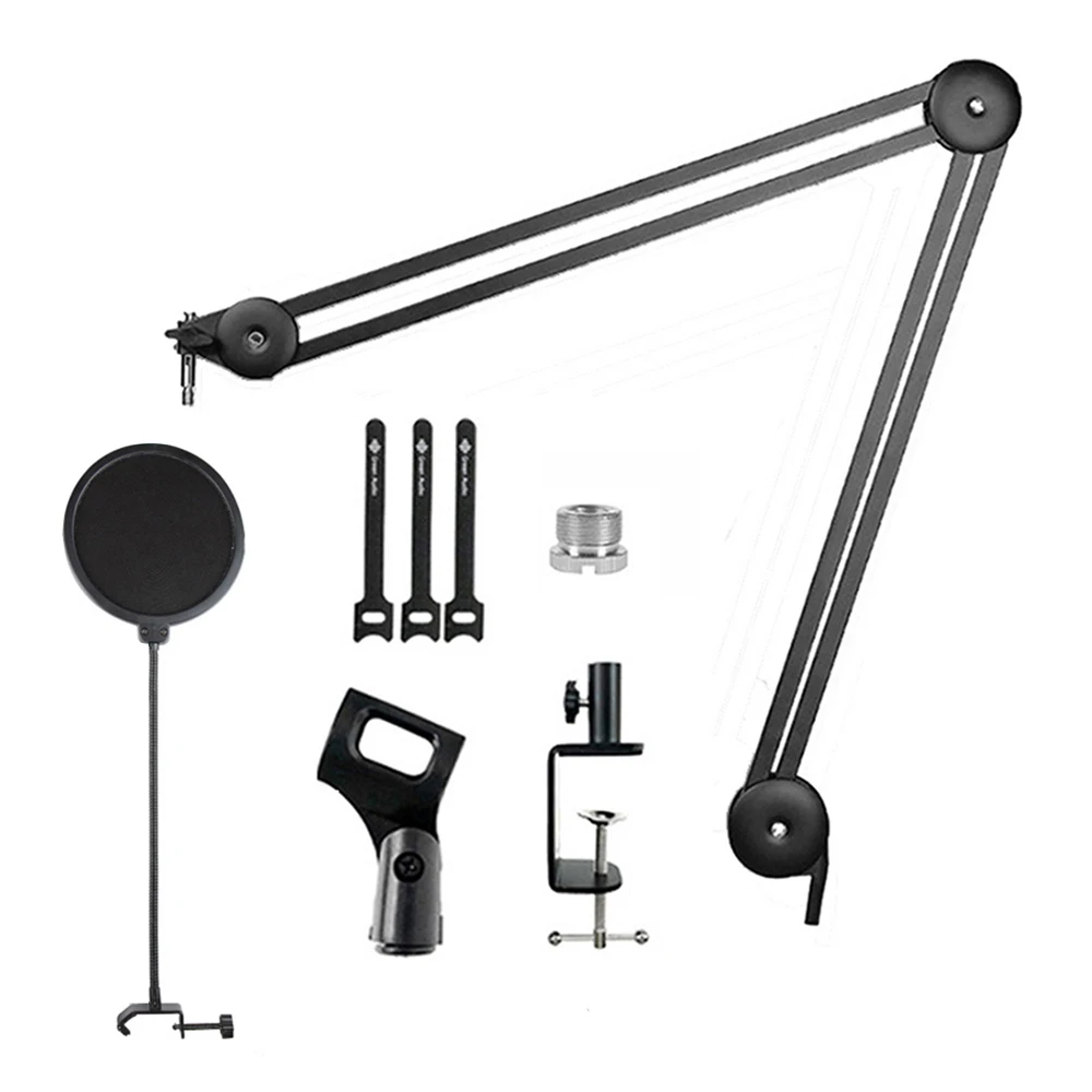 microphone-boom-arm-stand-microphone-pop-filter-cantilever-bracket-tripod-adjustabl-suspension-scissor-spring-built-in-mic-stand