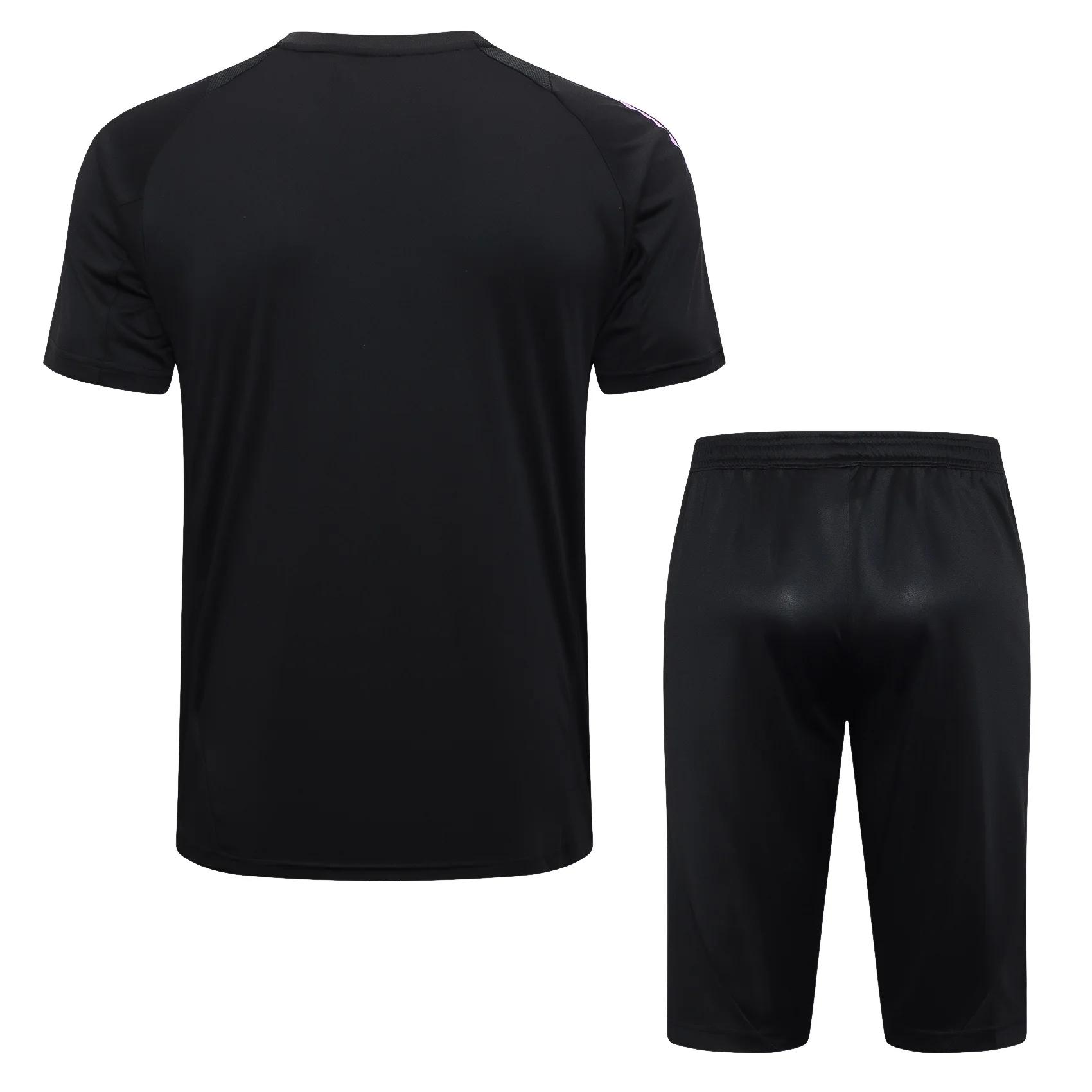 Adidas Soccer Jerseys Men Short-sleeved Cropped Trousers Breathable Durable Athletic Training Suit Black Purple