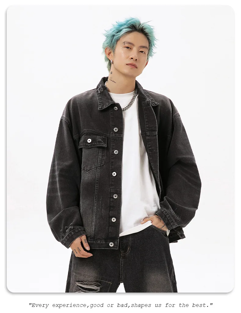 Collar Destruction Design Doing Old Washed Denim Jacket Men's Spring  Autumn Winter New Couple Women's  Retro Coat