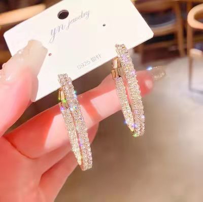 Advanced Gentle Diamond Fringe Star Moon Crystal Earrings For Women Korean Fashion Earring Daily Birthday Party Jewelry Gift
