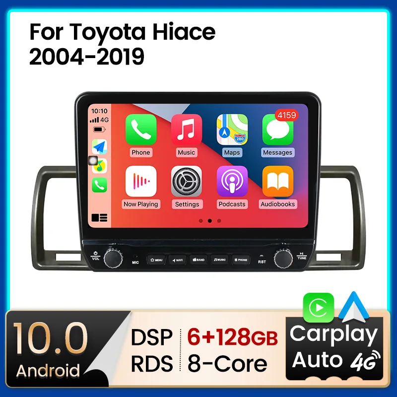 Новый стиль большой экран с кнопками Android 10 Автомагнитола для Toyota Hiace 2004-2019