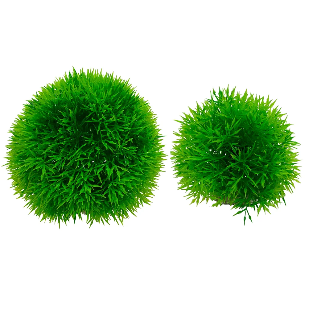 

2 Pcs Artificial Grass Ball Betta Fish Tank Accessories Home Decor Decorative Aquatic Plants Large