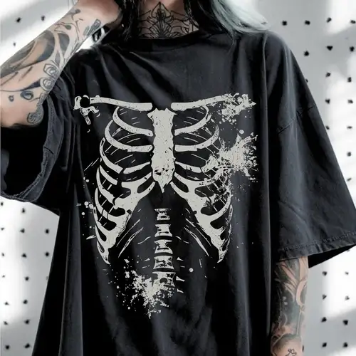 Dark Style Skull Print Large T-shirt Men's T-shirt Summer New Item Suitable for Both Men and Women Casual T-shirt - Image 6