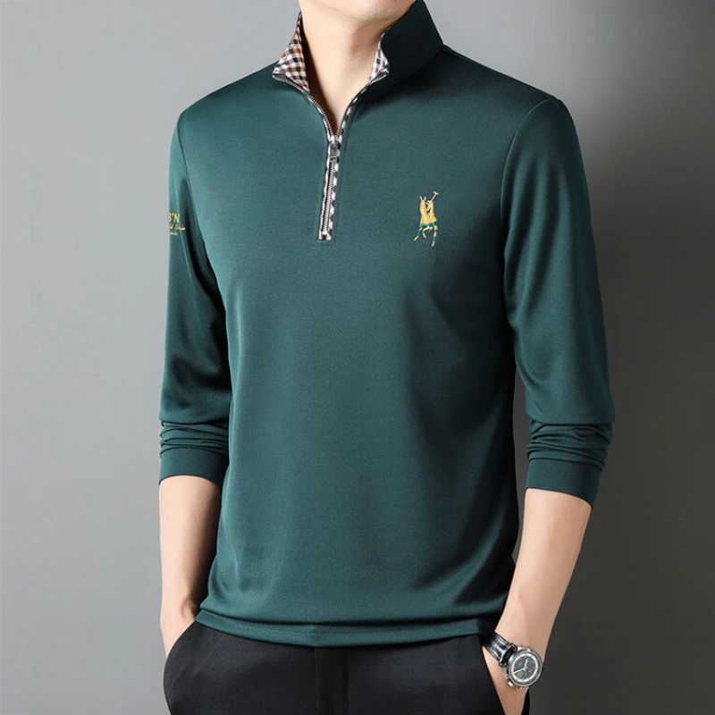 

Мужская футболка-поло с длинным рукавом, на молнии