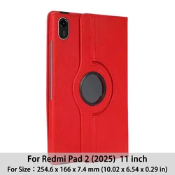 Premium 360° Rotating Stand Case with Sleep/Wake Function for Redmi Pad 2 (Red)