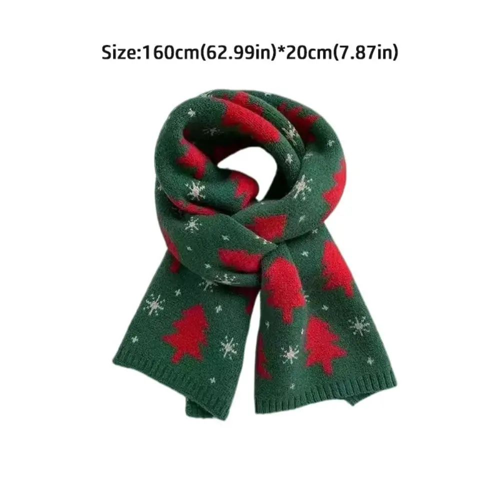 Christmas Tree Jacquard Christmas Women Scarf Santa Claus Keep Warm Knitted Scarf Winter Knitted Scarves Couple Gift
