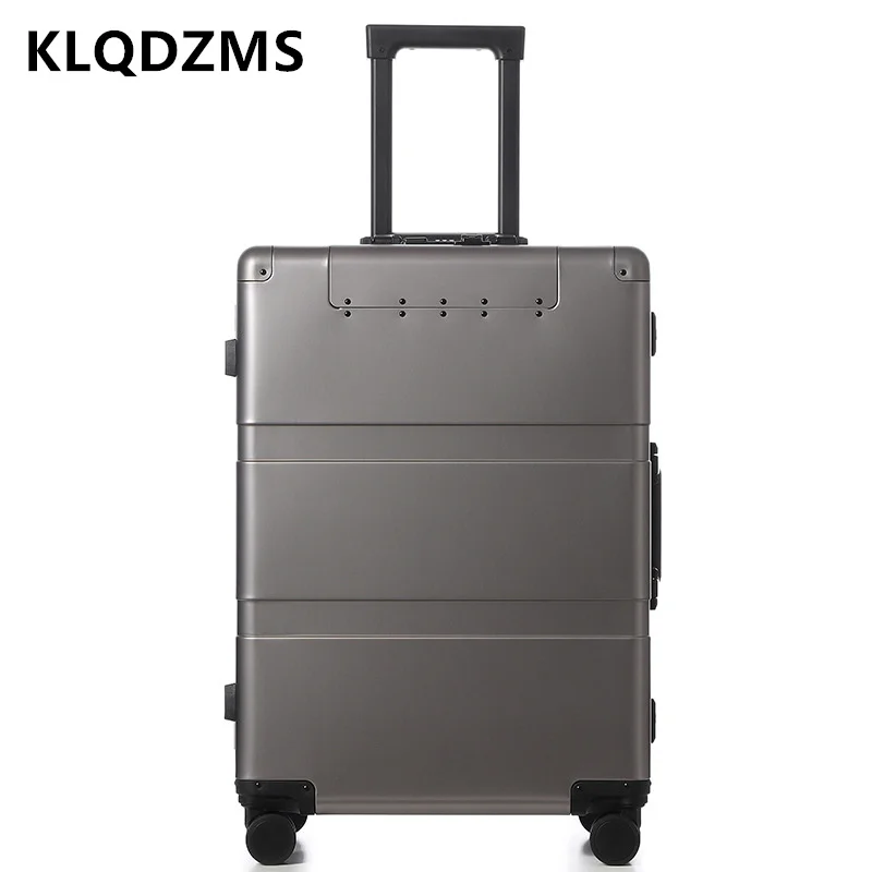 KLQDZMS-고품질 알루미늄 마그네슘 합금 비즈니스 트롤리 여행 가방 탑승 암호 케이스, 202428 인치, 수하물
