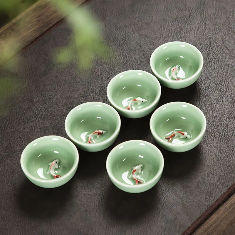 Hand-painted orchid ceramic small tea jar Creative storage jar Kung Fu tea set mini bin household storage