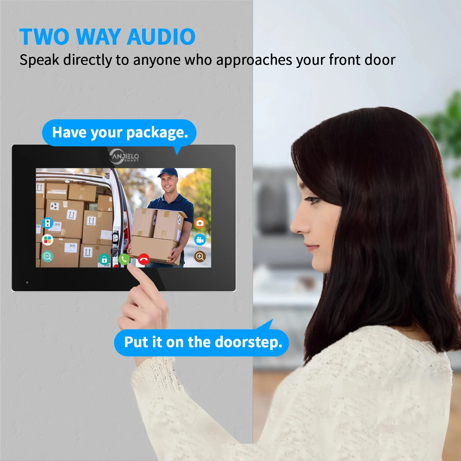 ANJIELO High Quality Large Size Doorbell Video Intercom System for Home Apartmen