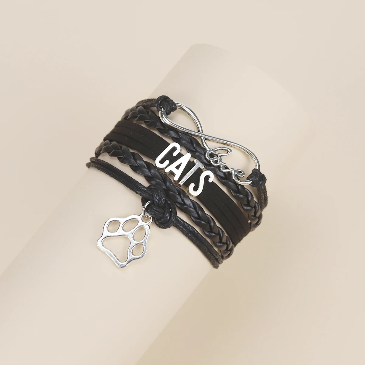 

Infinity Love Cute CATS Bracelet For Women Fashion Paw Charm Leather Braid Handmade Wrap Friendship Bracelets Jewelry