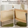 Rattan Dining Chairs Set of 4,Upholstered Mid-Century Modern Dining Room Chairs with Cane Backrest,Retro Velvet Kitchen Chairs 5