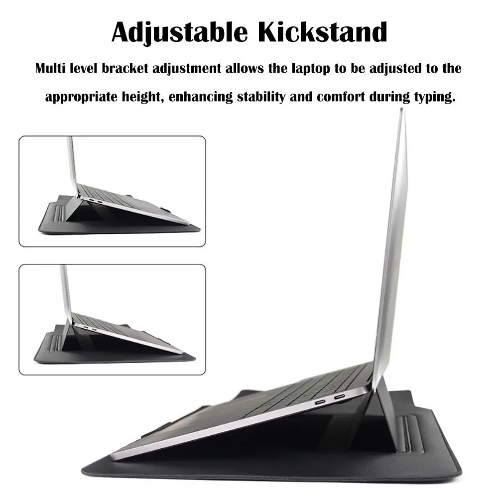 13 15 inch Laptop Sleeve with Stand PU Leather Tablet Case Shockproof Ultrabook Computer Bag with Mouse Pad for HP/Dell/Surface