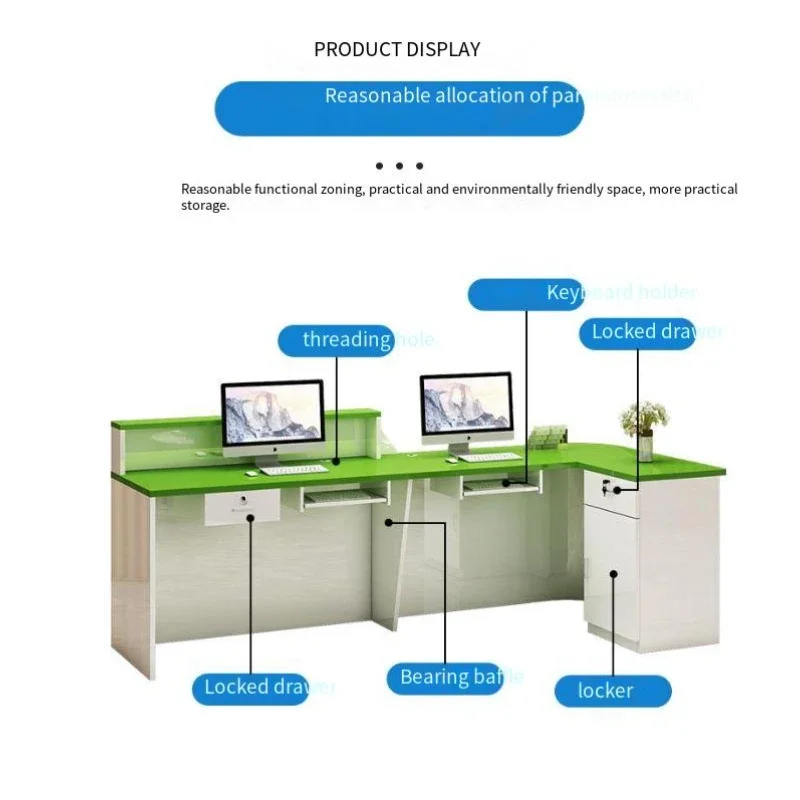 Design Counter Reception Desks Manager Black Bar Front Reception Center Office L-Shape Mostrador Negocio Commercial Furniture