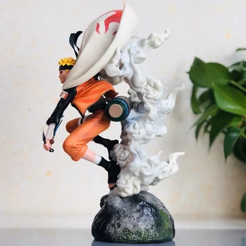35CM Anime NARUTO Uzumaki Naruto with Cape Statue PVC 2 Heads Action Figure Standing Decoration Model Toys