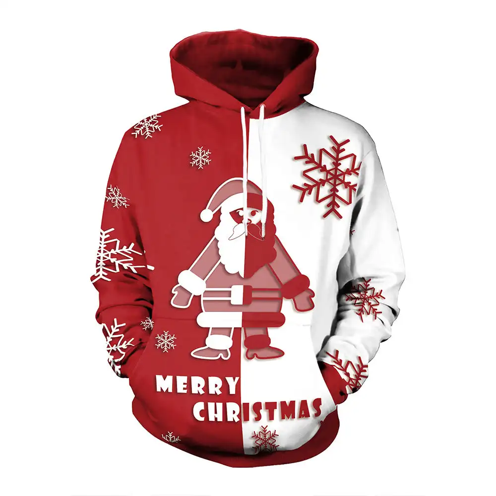 

New 2023 Christmas Men's Vintage Hooded Loose O-Neck Santa Claus 3D Pattern Street Casual Top Men's Hooded hoodie men y2k