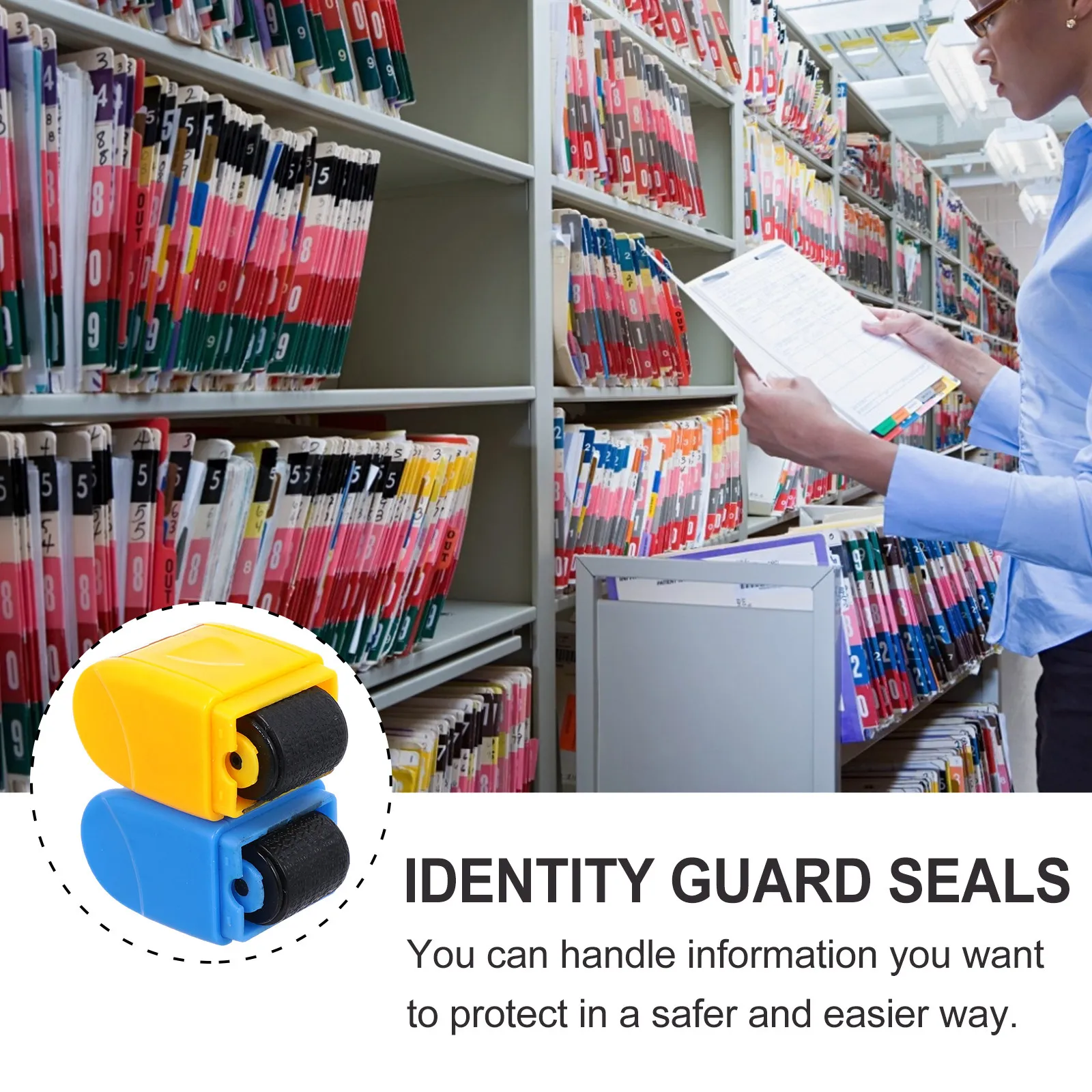 2Pcs 아이덴티티 가드 씰 소형 플라스틱 개인 정보 보호 씰 재사용 가능한 휴대용 기밀 도난 방지 롤러