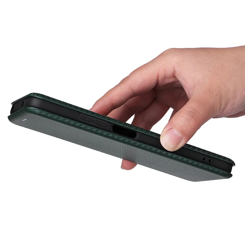 Luxury Carbon Fiber Leather Flip Wallet Case Cover