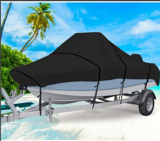 210D Oxford Fabric 11- 22FT Trailerable Yacht Barco Boat Cover Waterproof Anti-UV Marine Trailerable V-shape Canvas Boat Cover