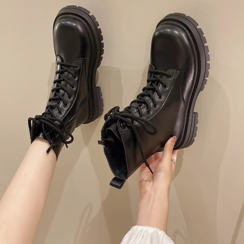 

Женская обувь, зимние ботинки, роскошные дизайнерские ботинки с круглым носком, женские модные низкие резиновые ботинки в стиле «Лолита», Осень-зима 2022, до середины икры, в римском стиле