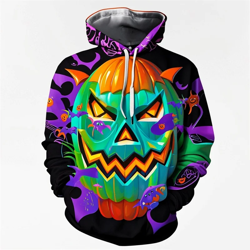 thumbnail image 1 of Sudadera con capucha con estampado de calabaza de moda de Halloween para hombre, divertida sudadera informal de manga larga con estampado 3D, jersey de gran tamaño con capucha, 1 of 5