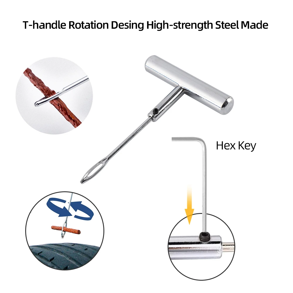 Tire Repair Kit Auto Professional Car Van Motorcycle Bike Emergency Heavy Duty Tubeless Flat Tyre Puncture Plugs