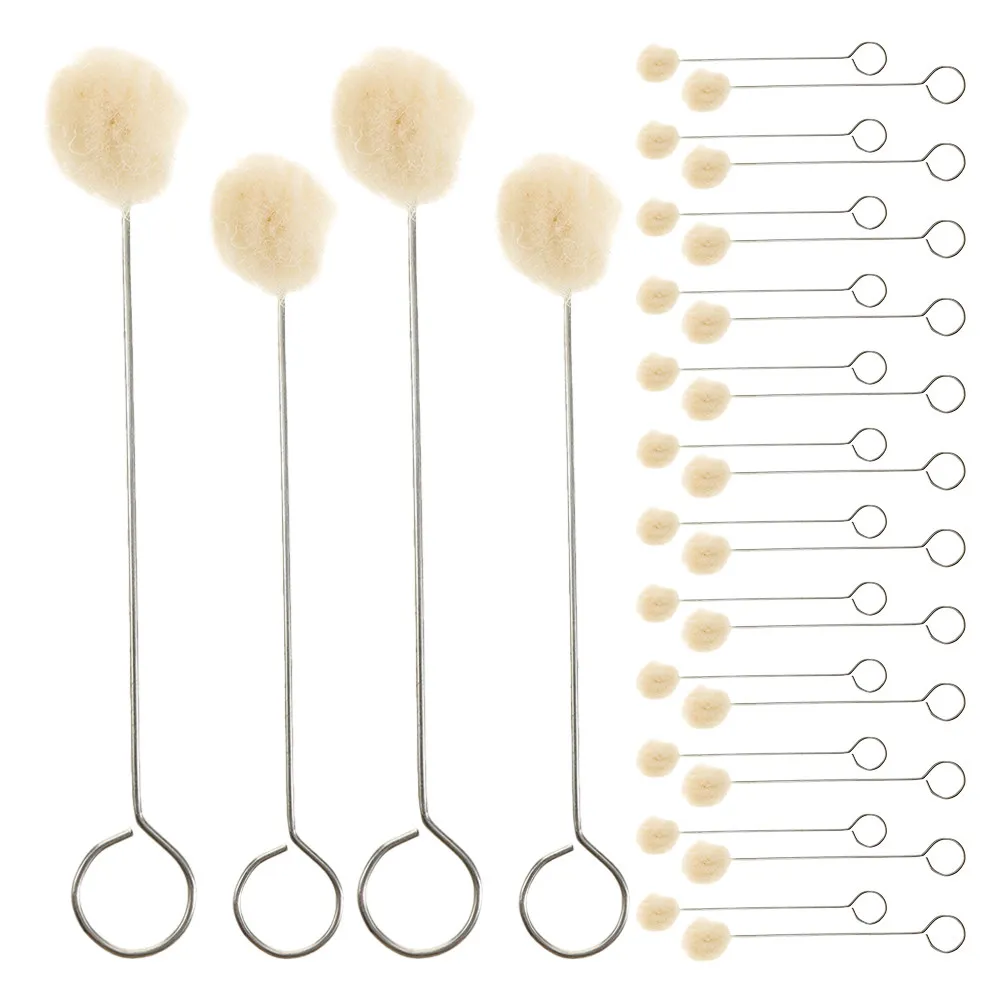 60Pcs 양모 볼 데버 브러쉬 금속 손잡이 염색 스테인링 공예 도구 가죽 공예 직물 프로젝트 가구 자동차