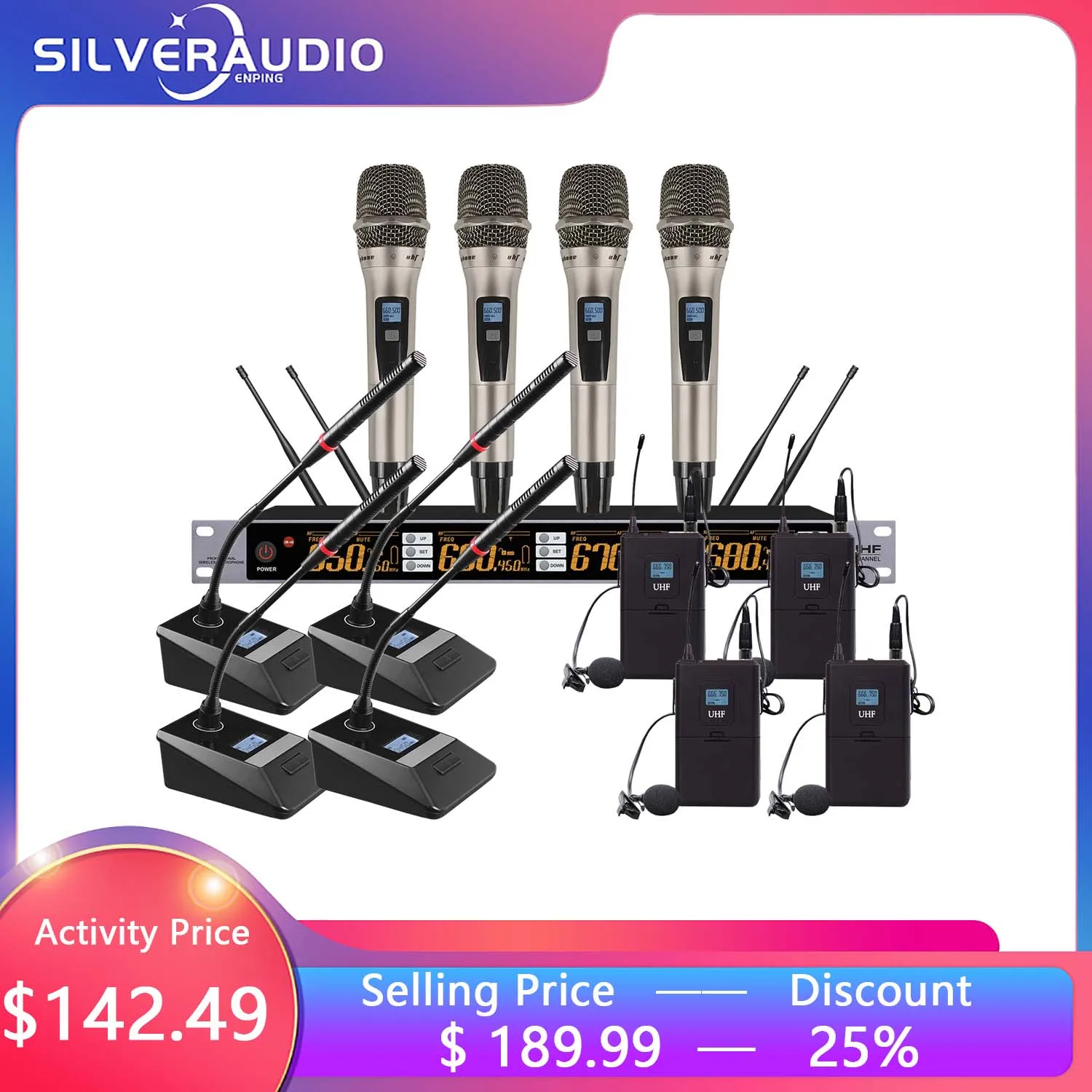 

GAW-BR808 профессиональный микрофон с ИК-инфракрасной парой частот UHF беспроводной 1-4 микрофон для сцены KTV